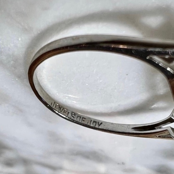 Antique Vintage Solid 10k white gold Marquis ring size 6.75 on mandrel About 9mm - Picture 11 of 16